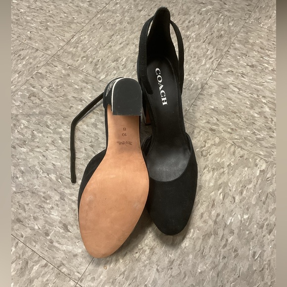 Coach Brand Chrystie Patchwork Leather Platform Heels, Black/Natural, 6M, NIB - Picture 2 of 4